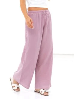 Mila Wide Leg Trousers - Dusty Pink -Blakely Clothing Store 3644PINK03D