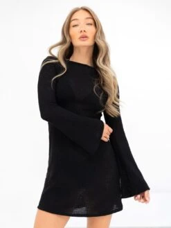 Crochet Mini Dress - Black