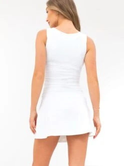 Solea Ruched Dress - White -Blakely Clothing Store 3688WHITE01D