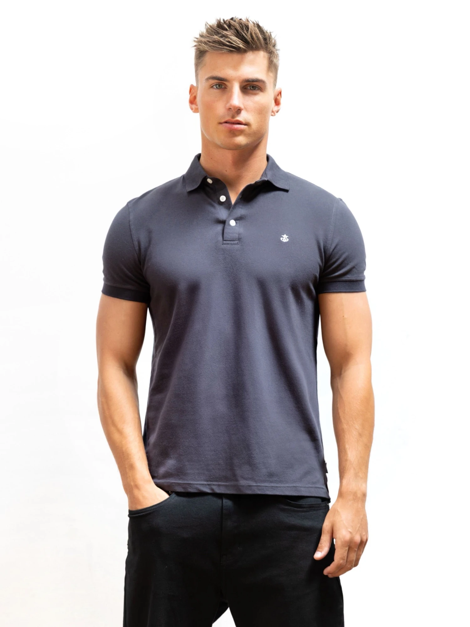 Anchor Polo Shirt - Charcoal 2 Anchor Polo Shirt - Charcoal - Image 2