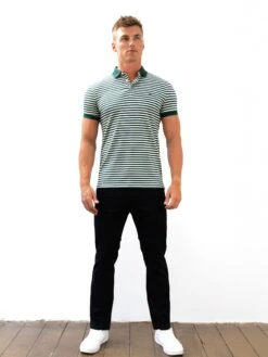 Stripe Polo Shirt - Green 8 Stripe Polo Shirt - Green -Blakely Clothing Store 3710GREEN02D