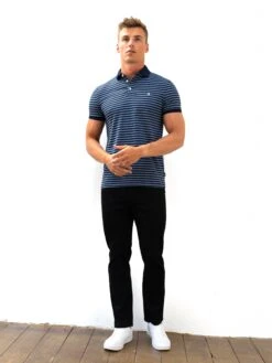 Stripe Polo Shirt - Mid Navy -Blakely Clothing Store 3710NAVYBLUE05D