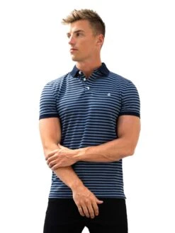 Stripe Polo Shirt - Mid Navy