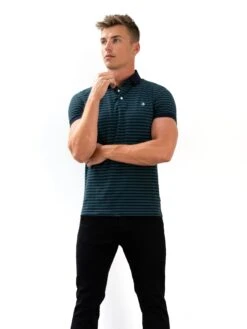 Stripe Polo Shirt - Teal Blue -Blakely Clothing Store 3710TEAL02D