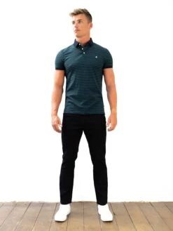 Stripe Polo Shirt - Teal Blue -Blakely Clothing Store 3710TEAL04D