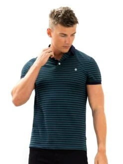 Stripe Polo Shirt - Teal Blue -Blakely Clothing Store 3710TEAL05D