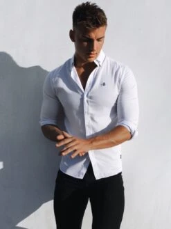 Caspian Fitted Stretch Shirt - White -Blakely Clothing Store 595ACaspianShirtWhite Greece 2D