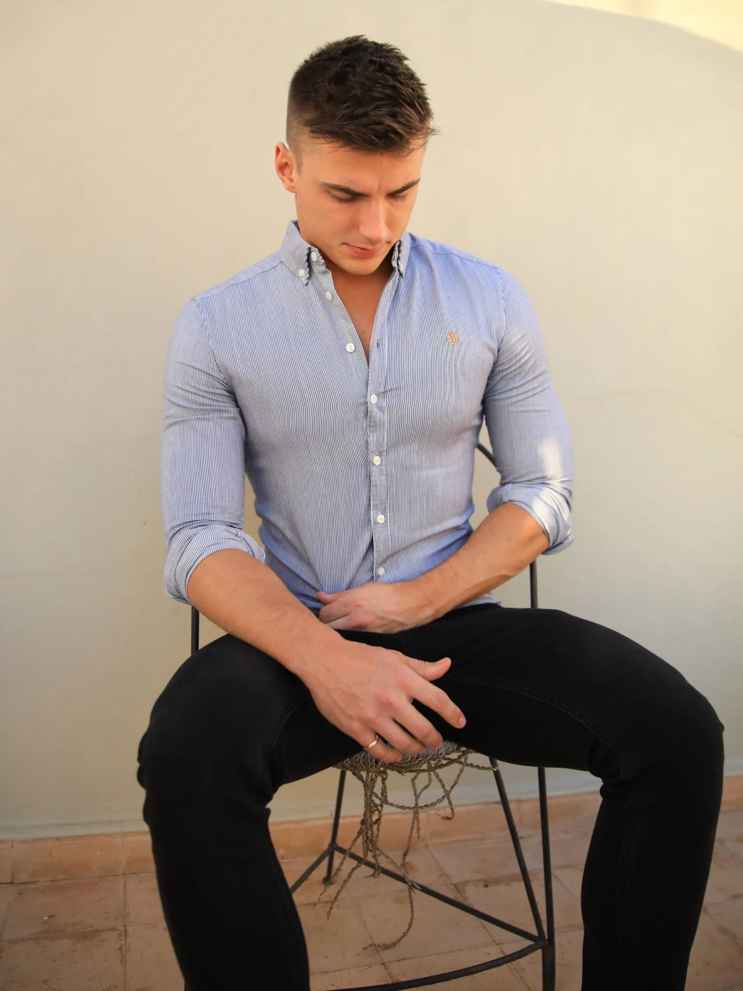 Pesaro Pinstripe Shirt - Navy 3 Pesaro Pinstripe Shirt - Navy - Image 3