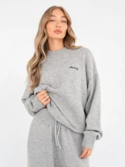 Oversized Knitted Jumper - Marl Grey -Blakely Clothing Store 6041Grey 02LEADextraD