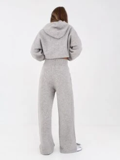 Knitted Wide Leg Sweatpants - Marl Grey -Blakely Clothing Store 6066Grey 01D