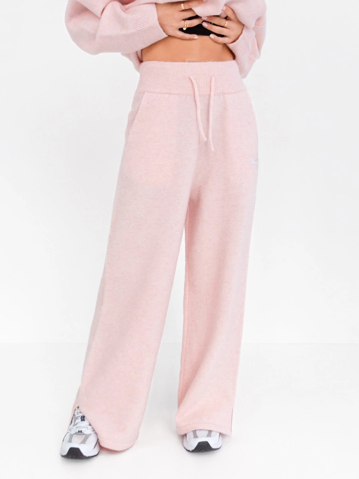 Knitted Wide Leg Sweatpants - Marshmallow Pink 1 Knitted Wide Leg Sweatpants - Marshmallow Pink
