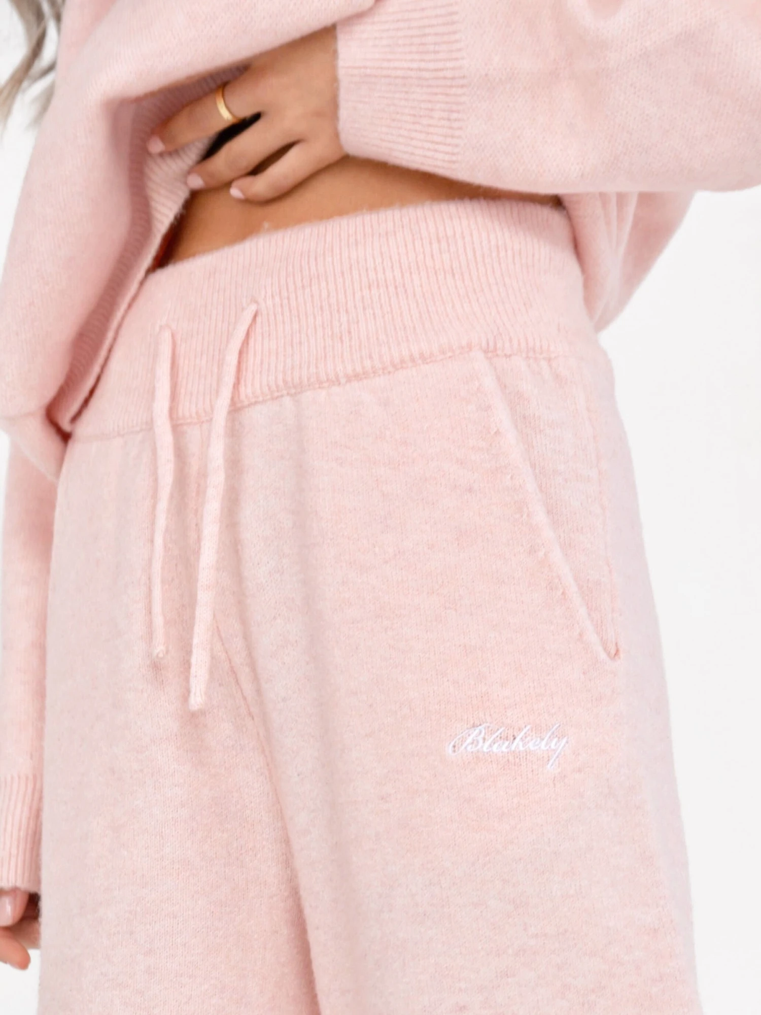Knitted Wide Leg Sweatpants - Marshmallow Pink 6 Knitted Wide Leg Sweatpants - Marshmallow Pink - Image 6