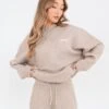 Oversized Knitted Hoodie - Toasted Taupe -Blakely Clothing Store 6067Beige 01LEADD