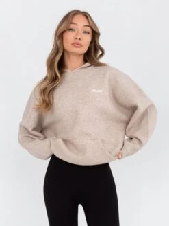Oversized Knitted Hoodie - Toasted Taupe -Blakely Clothing Store 6067Beige 03D
