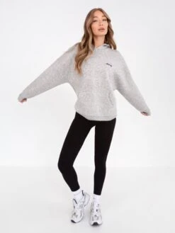 Oversized Knitted Hoodie - Marl Grey -Blakely Clothing Store 6067Grey 06D