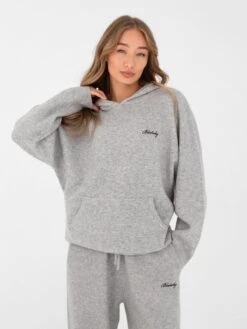 Oversized Knitted Hoodie - Marl Grey -Blakely Clothing Store 6067Grey 07D 17b10e4d 3ef8 468d 90fd 92a32138baba