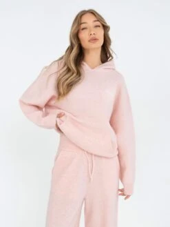 Oversized Knitted Hoodie - Marshmallow Pink -Blakely Clothing Store 6067Pink 04D