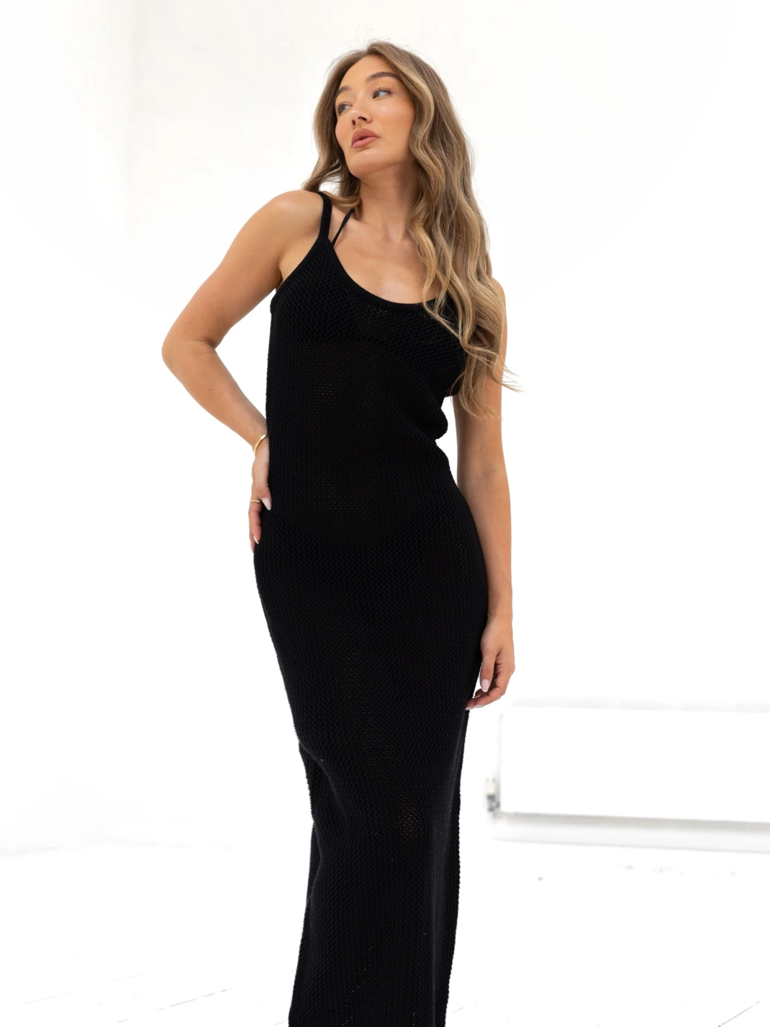 Crochet Maxi Dress - Black 5 Crochet Maxi Dress - Black - Image 5