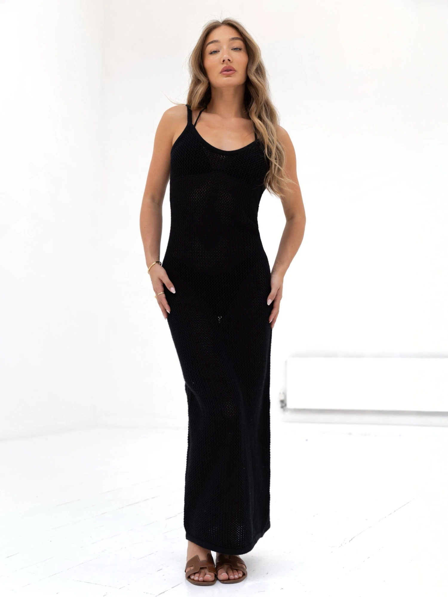 Crochet Maxi Dress - Black 1 Crochet Maxi Dress - Black