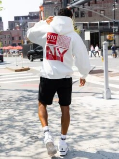 Tribeca 610 Relaxed Hoodie - Flat White -Blakely Clothing Store 610BRANDWHITEHOOD04D