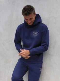 Initial Relaxed Hoodie - Dark Navy -Blakely Clothing Store 836CB2DARKNAVY03D