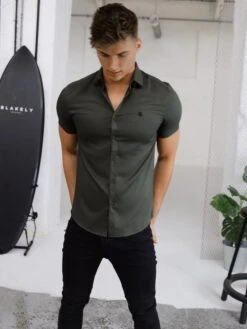 Tamworth Short Sleeve Shirt - Khaki Green -Blakely Clothing Store 850 3TamworthBlackAnchor4D NewWebSize