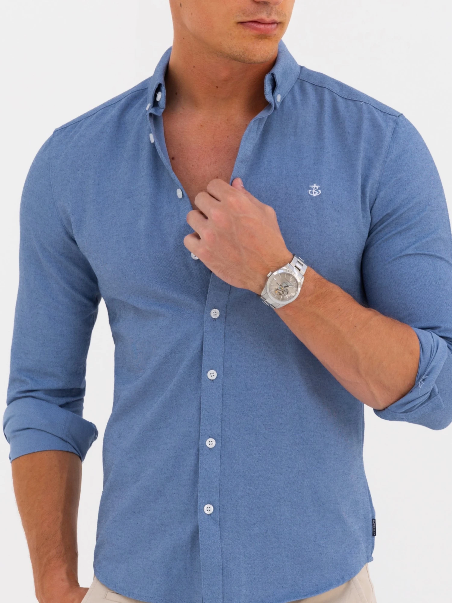 Dallas Long Sleeve Shirt - Denim Blue 5 Dallas Long Sleeve Shirt - Denim Blue - Image 5