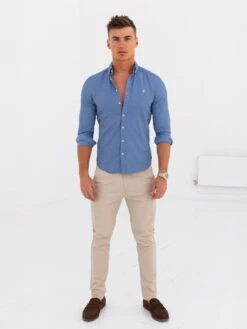 Dallas Long Sleeve Shirt - Denim Blue 8 Dallas Long Sleeve Shirt - Denim Blue -Blakely Clothing Store A250DENIMBLUE05D