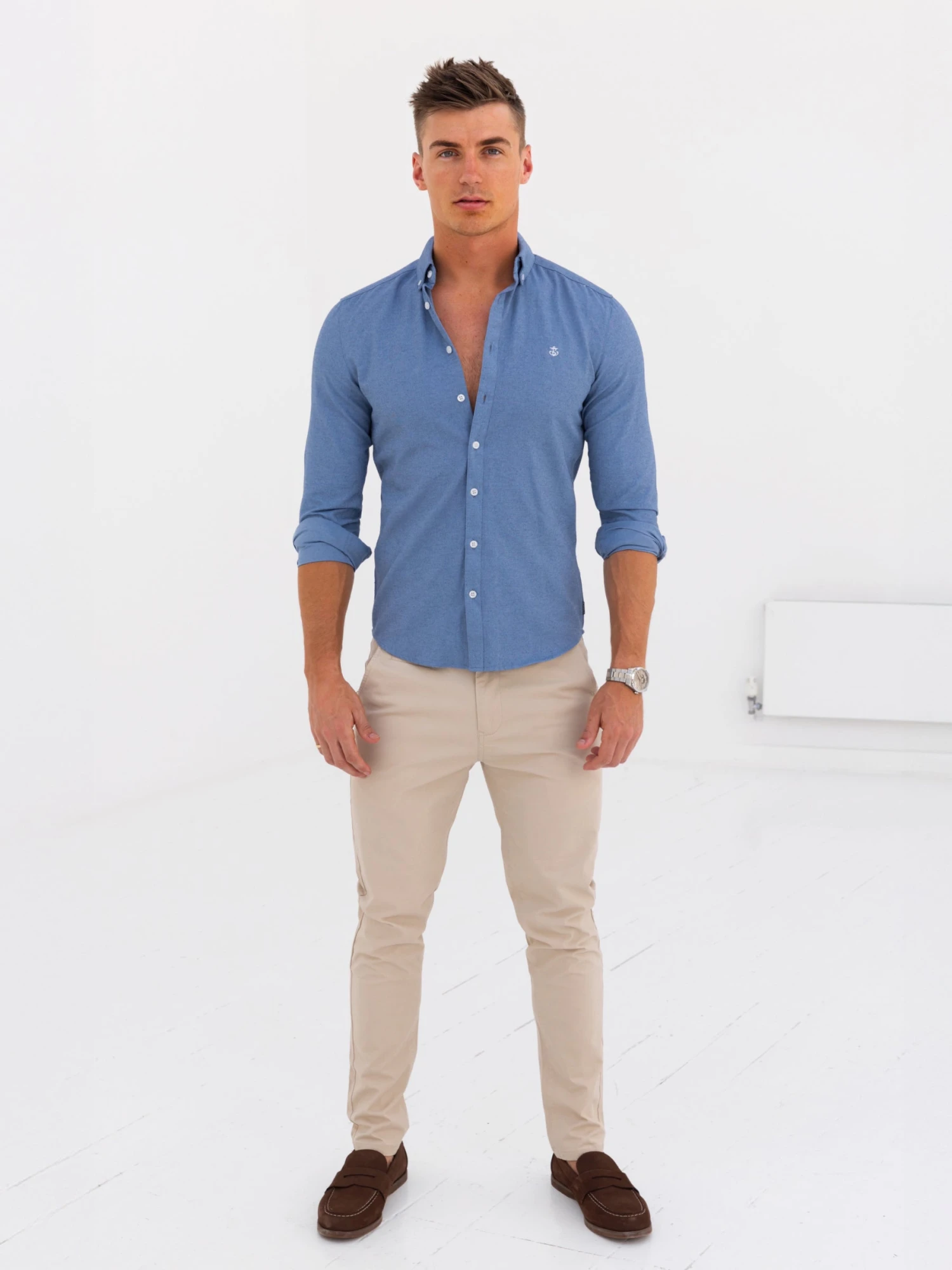 Dallas Long Sleeve Shirt - Denim Blue 3 Dallas Long Sleeve Shirt - Denim Blue - Image 3