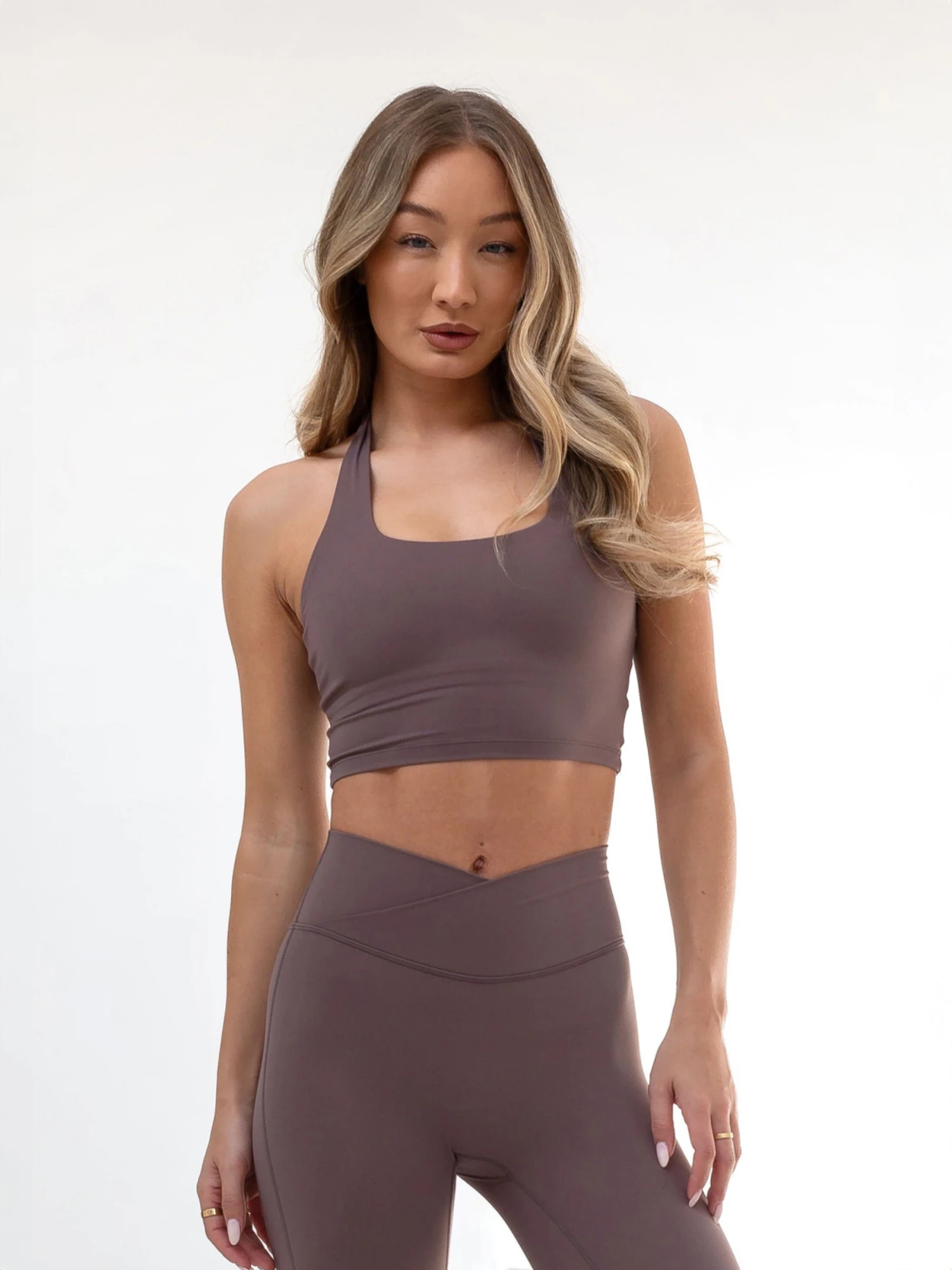 Studio Halter Neck Bra - Mauve Brown 1 Studio Halter Neck Bra - Mauve Brown
