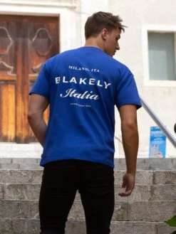 Italia Relaxed T-Shirt - Cobalt Blue 10 Italia Relaxed T-Shirt - Cobalt Blue -Blakely Clothing Store Brand 45D