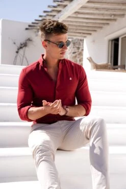 Carter Long Sleeve Shirt - Burgundy