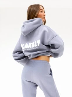 Cloud Print Oversized Hoodie - Pale Lilac