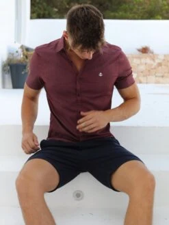 Blakely Cairns Short Sleeve Stretch Shirt - Burgundy -Blakely Clothing Store Cairns3D NewWebSize