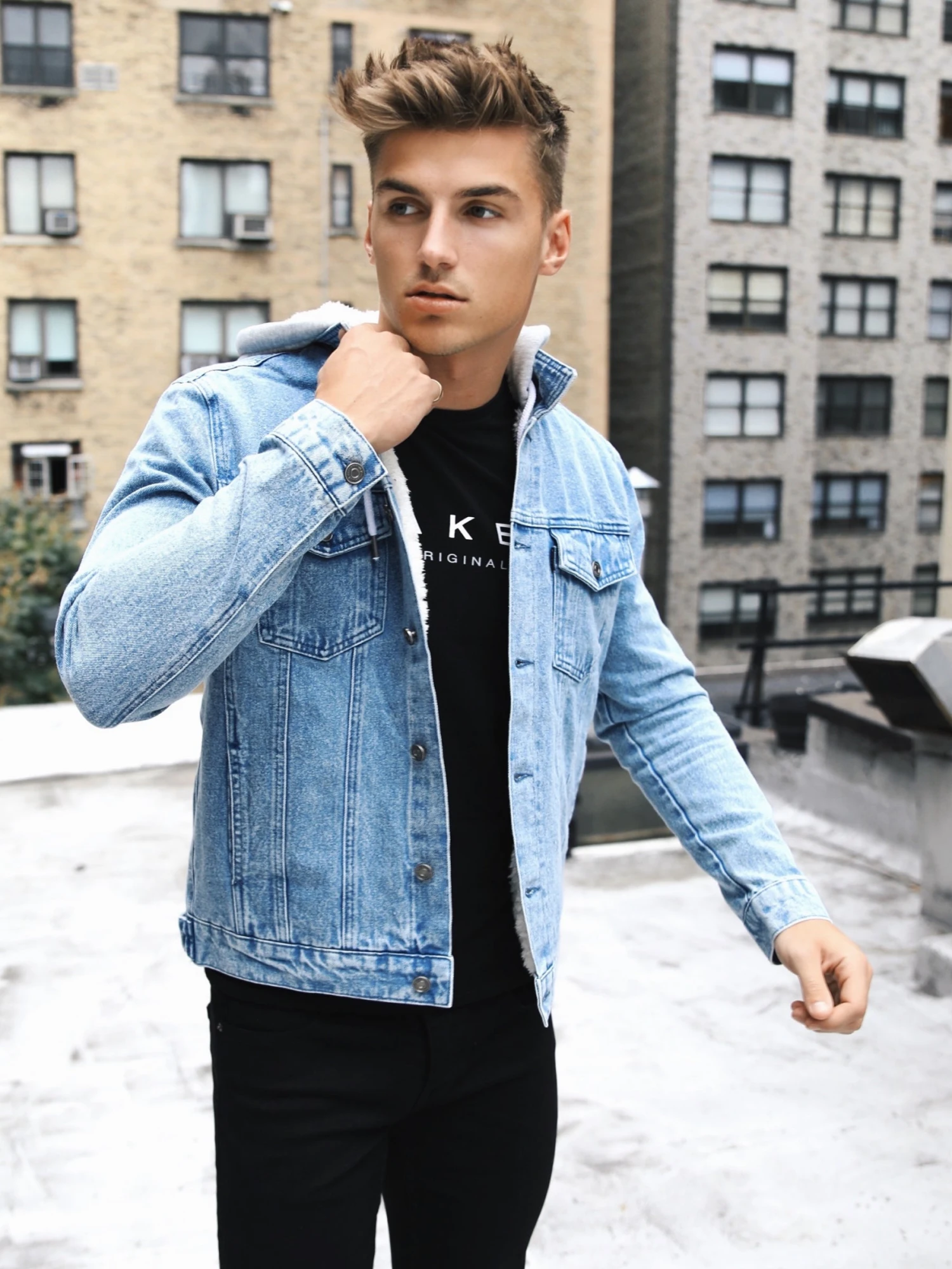 Camden Hooded Denim Jacket - Light Blue 3 Camden Hooded Denim Jacket - Light Blue - Image 3