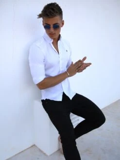 Caspian Fitted Stretch Shirt - White -Blakely Clothing Store Caspian1