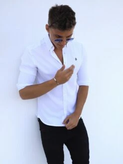 Caspian Fitted Stretch Shirt - White -Blakely Clothing Store Caspian1D