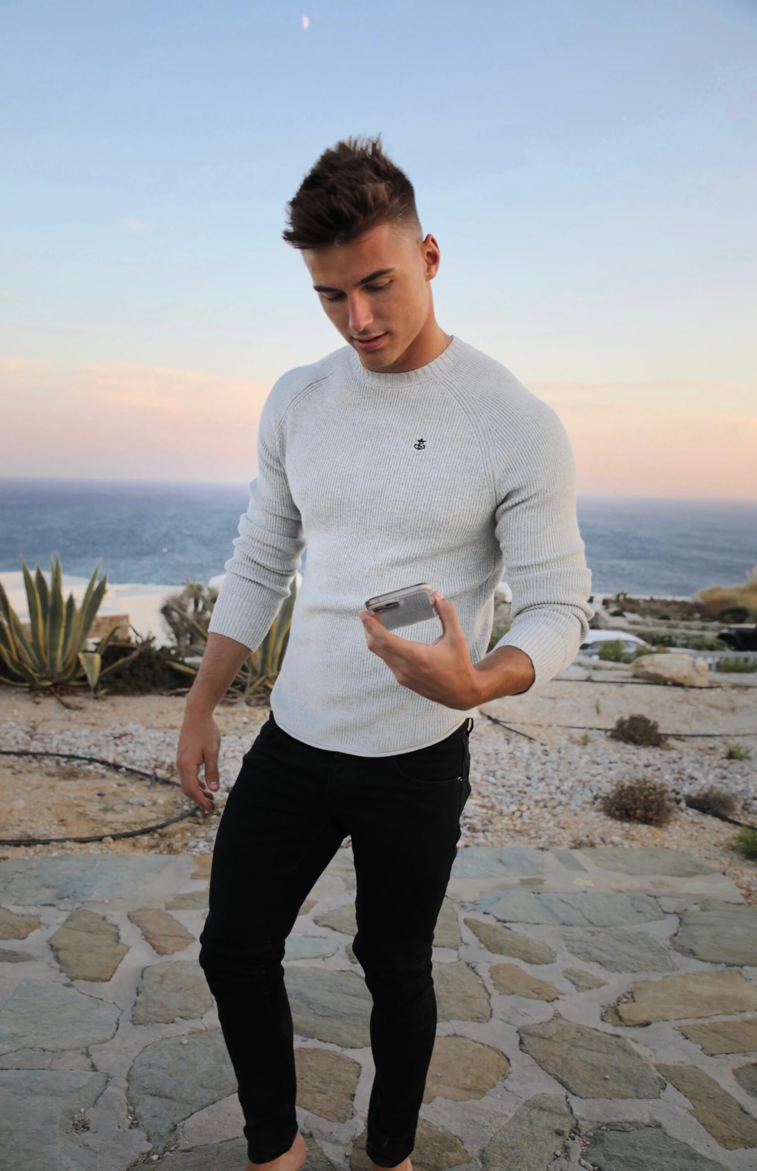 Olton Knit Jumper - Marl White 3 Olton Knit Jumper - Marl White - Image 3