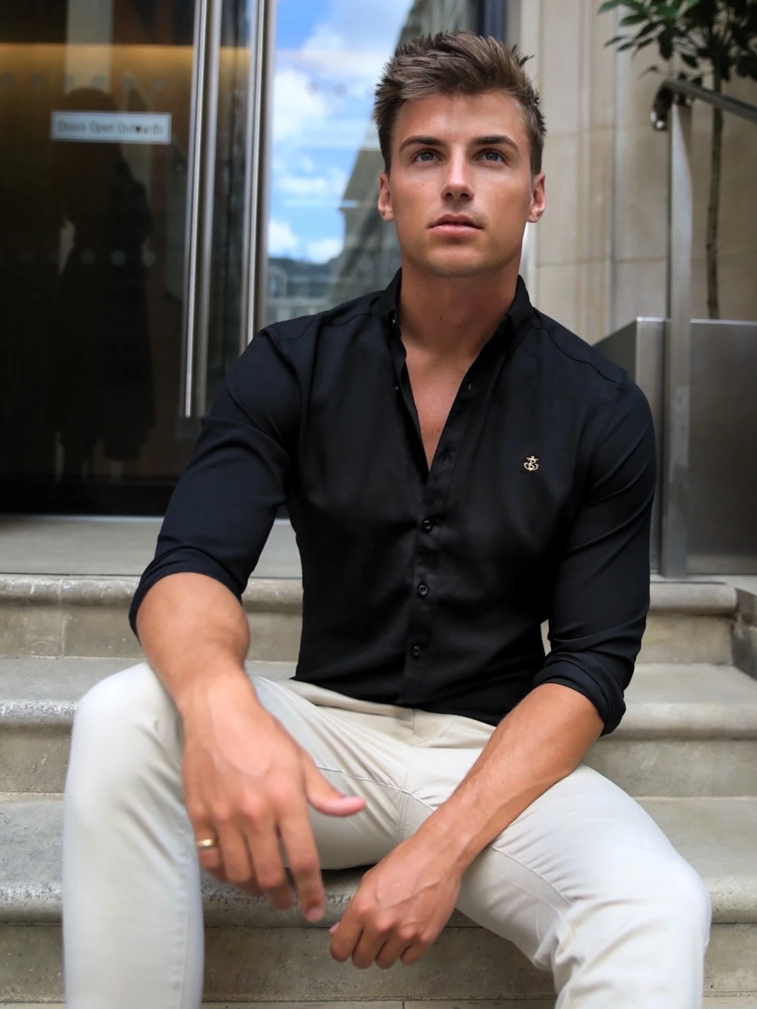 Farringdon Fitted Stretch Shirt - Black 6 Farringdon Fitted Stretch Shirt - Black - Image 6