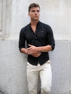 Farringdon Fitted Stretch Shirt - Black 10 Farringdon Fitted Stretch Shirt - Black -Blakely Clothing Store FarringdonBlack04D