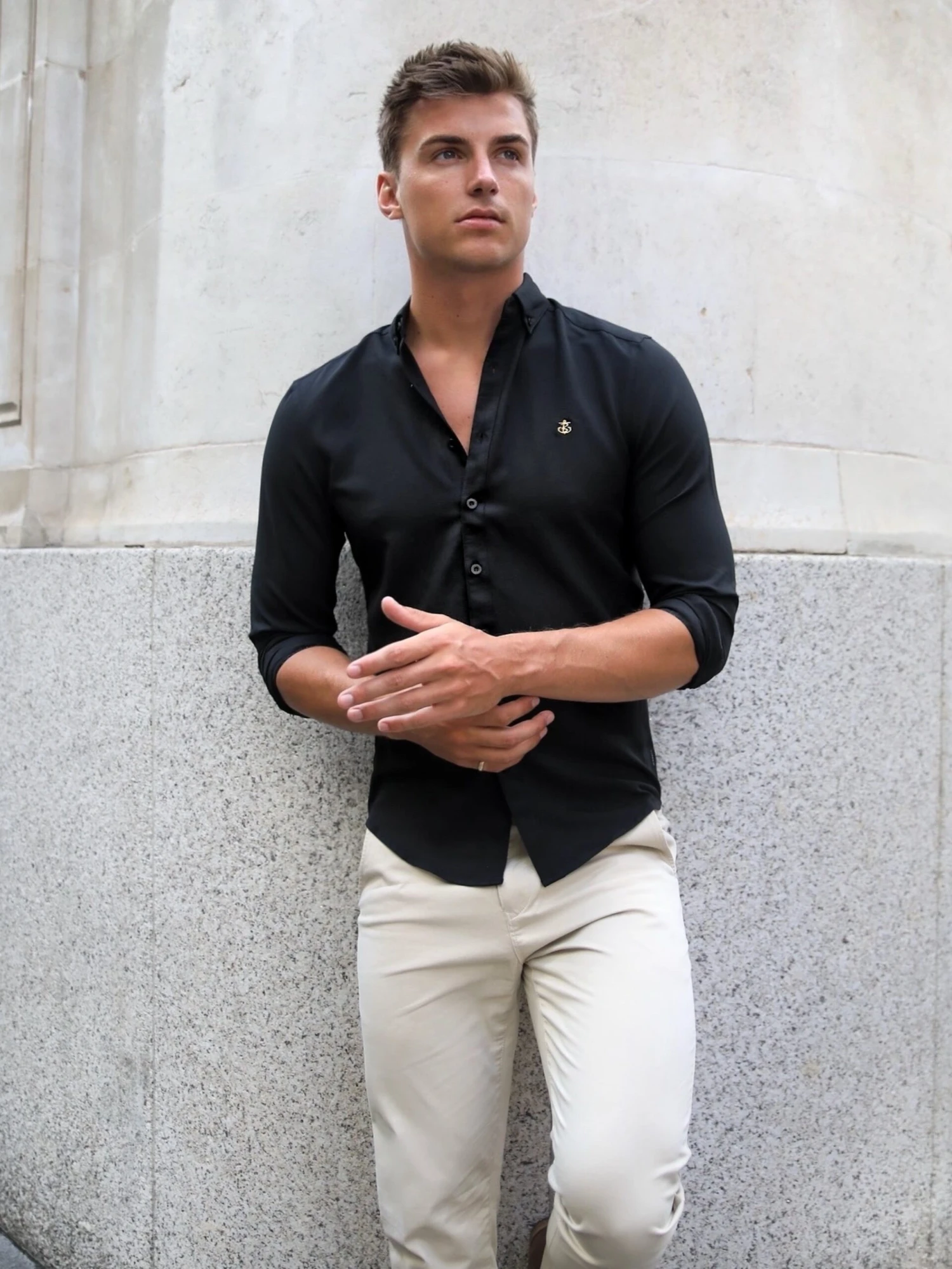 Farringdon Fitted Stretch Shirt - Black 5 Farringdon Fitted Stretch Shirt - Black - Image 5