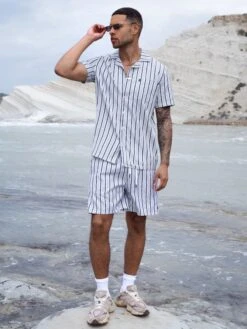 Assisi Stripe Shirt - Navy -Blakely Clothing Store Frame113