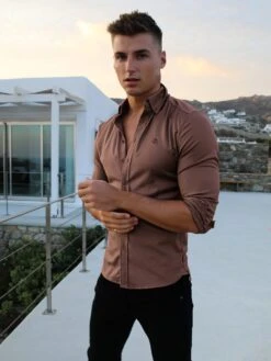 Burnham Fitted Stretch Shirt - Burgundy