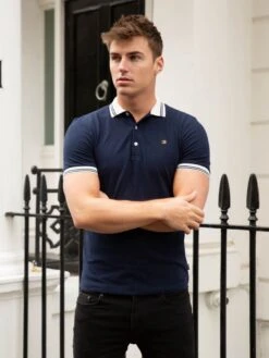Blakely Dalston Polo - Navy Slim Fit Cotton Shirt