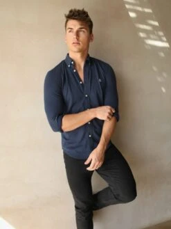 Arlo Soft Stretch Shirt - Navy 8 Arlo Soft Stretch Shirt - Navy -Blakely Clothing Store Frame38