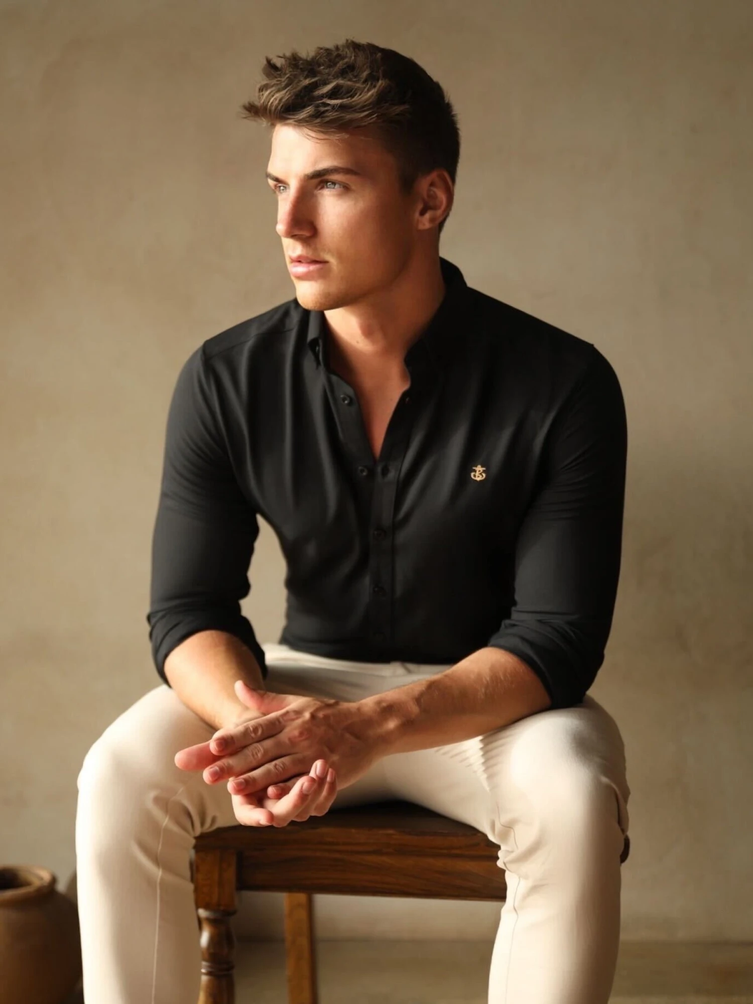 Farringdon Fitted Stretch Shirt - Black 1 Farringdon Fitted Stretch Shirt - Black