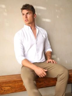 Aylsham Fitted Stretch Shirt - White -Blakely Clothing Store Frame53