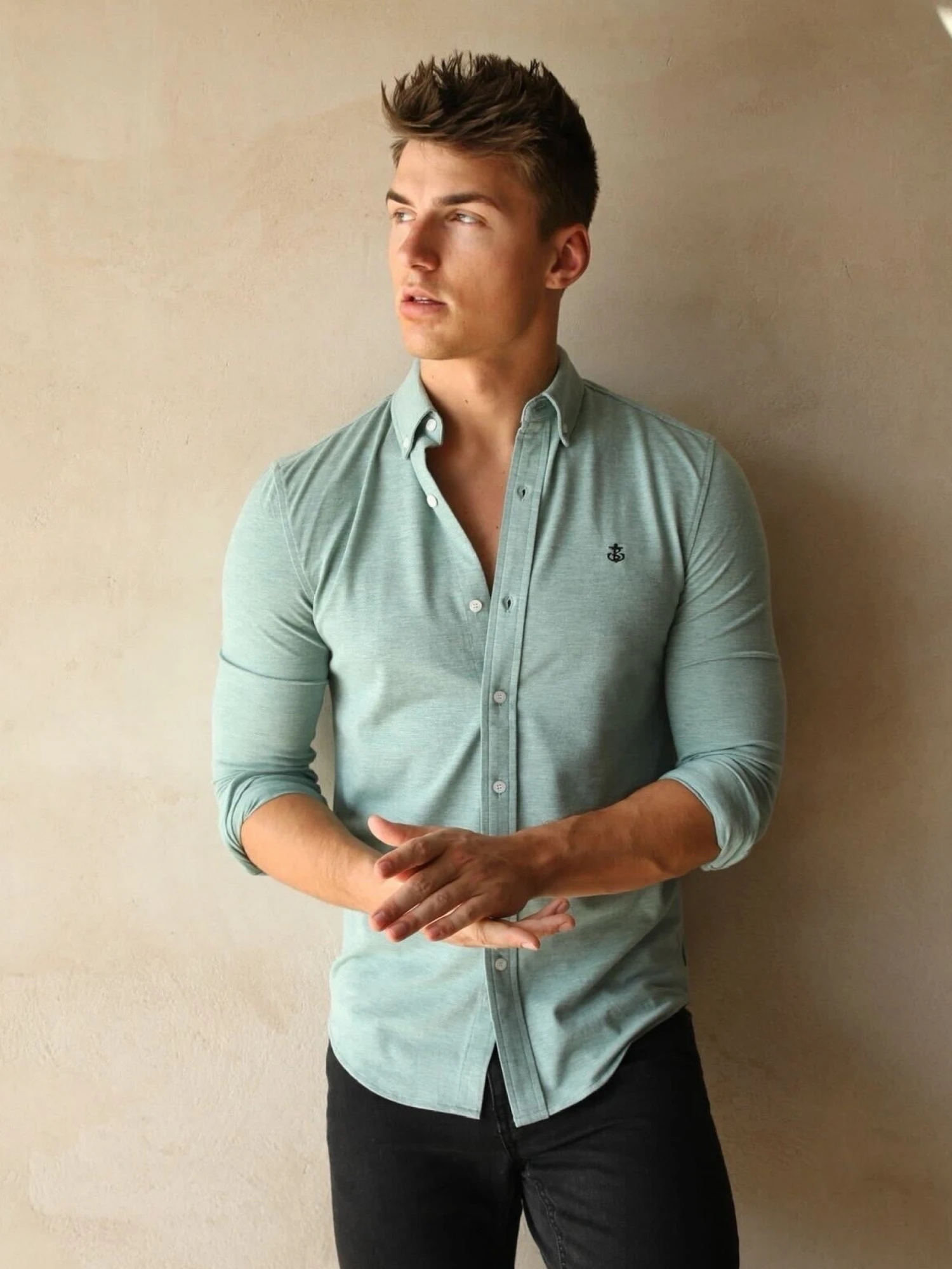 Arlo Soft Stretch Shirt - Green 2 Arlo Soft Stretch Shirt - Green - Image 2