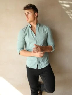 Arlo Soft Stretch Shirt - Green 8 Arlo Soft Stretch Shirt - Green -Blakely Clothing Store Frame55