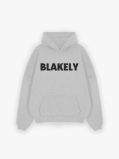 Studio Relaxed Hoodie - Marl Grey -Blakely Clothing Store GREYBLACKFRONT2